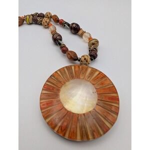 Chico's Statement‎ Necklace Colorful Beads Faux Bone Shell Bohemian Tribal